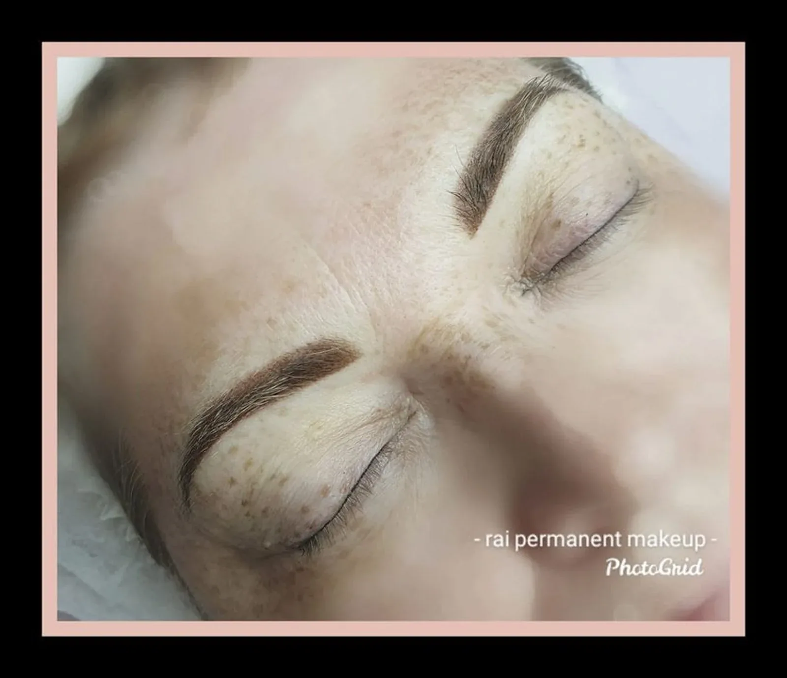 Both ombre brows shown together with eyes closed, demonstrating symmetry